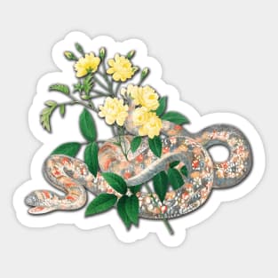 Vintage Snake and Yellow Roses Sticker